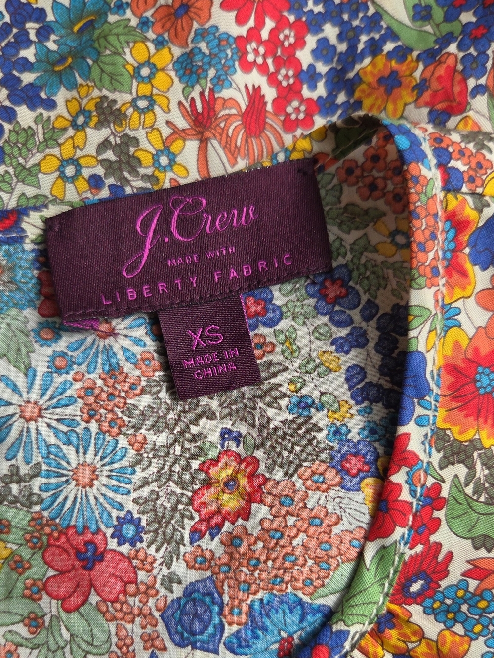 J.Crew Liberty London Floral Cotton Poplin Fabric Flutter Sleeve Top Size XS - Picture 3 of 8